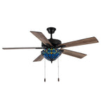 Della River of Goods Oil-Rubbed Bronze and Stained Glass 52-Inch 3-Light Remote-Controlled Ceiling Fan