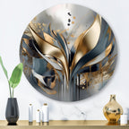 Designart Abstract Shapes And Lines IV Abstract Marble Metal Round Wall Art