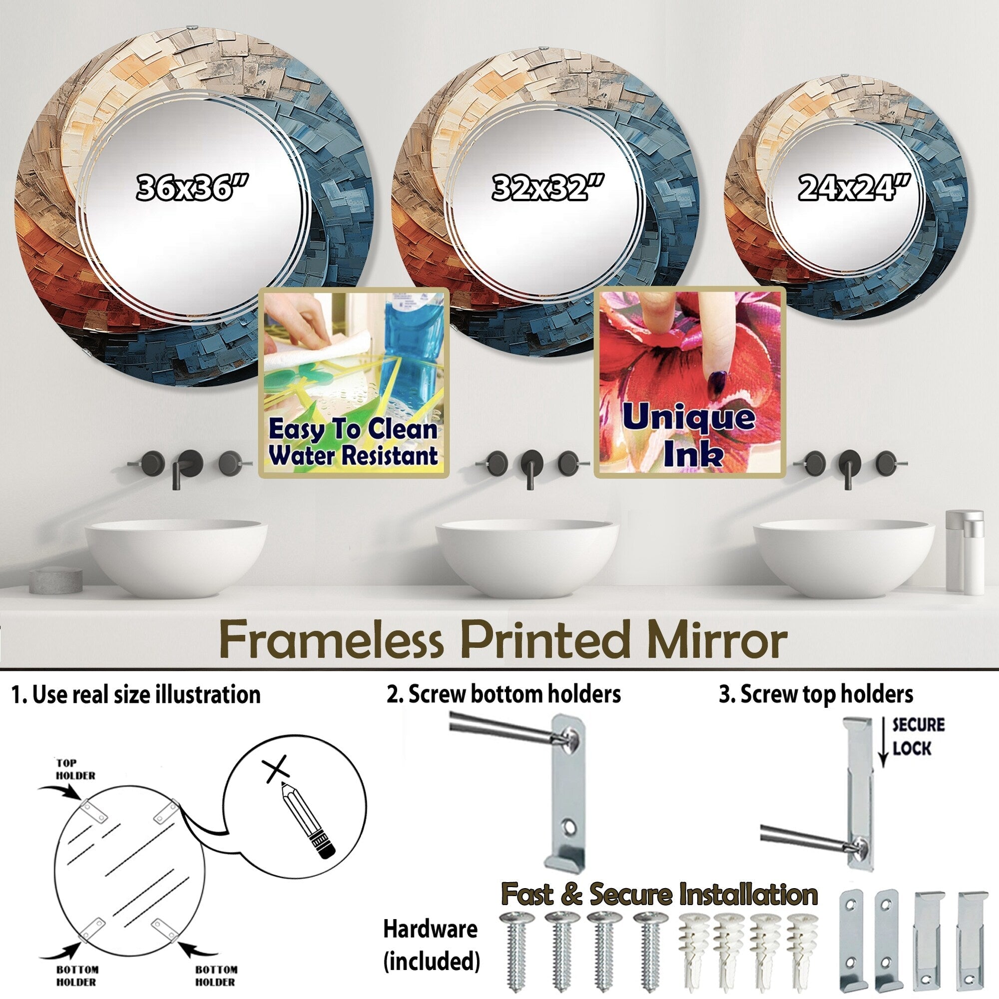 Designart Collaged Spiral Abstract Modern Wall Mirror