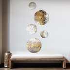 Designart Gold and White Abstract Abstract Painting Metal Wall Art Decor Set Of 5