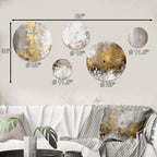Designart Gold and White Abstract Abstract Painting Metal Wall Art Decor Set Of 5
