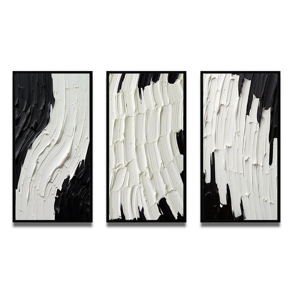 Designart Momentary Spirit Black And White Abstract II Abstract Painting Frame Gallery Wall Set Of 3 For Home Decor
