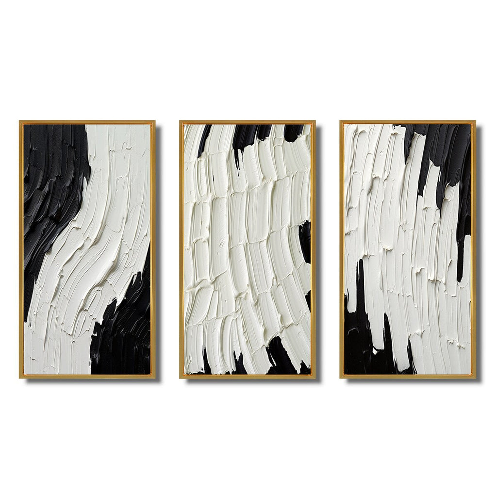 Designart Momentary Spirit Black And White Abstract II Abstract Painting Frame Gallery Wall Set Of 3 For Home Decor