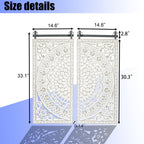 Distressed Ivory White Wood Flower Wall Art with Black Accents (Set of 2)