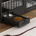 Dog Crate Furniture -Wooden Dog Kennel with Room Divider and 2 Drawers