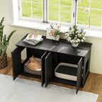 Double Pet Privacy Washroom Cat Litter Box Concealment Furniture