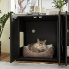 Double Pet Privacy Washroom Cat Litter Box Concealment Furniture