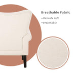 Erommy Modern Accent Chair, High Back Armchair, Upholstered Fabric Button Single Sofa with Wooden Legs for Living Room