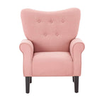 Erommy Modern Accent Chair, High Back Armchair, Upholstered Fabric Button Single Sofa with Wooden Legs for Living Room