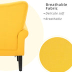 Erommy Modern Accent Chair, High Back Armchair, Upholstered Fabric Button Single Sofa with Wooden Legs for Living Room