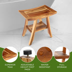 EcoDecors, Bench, Shower Stool, Shower Seat, Shower Chair for Inside Shower, Small Bench, Teak Shower Bench, Shower Foot Rest