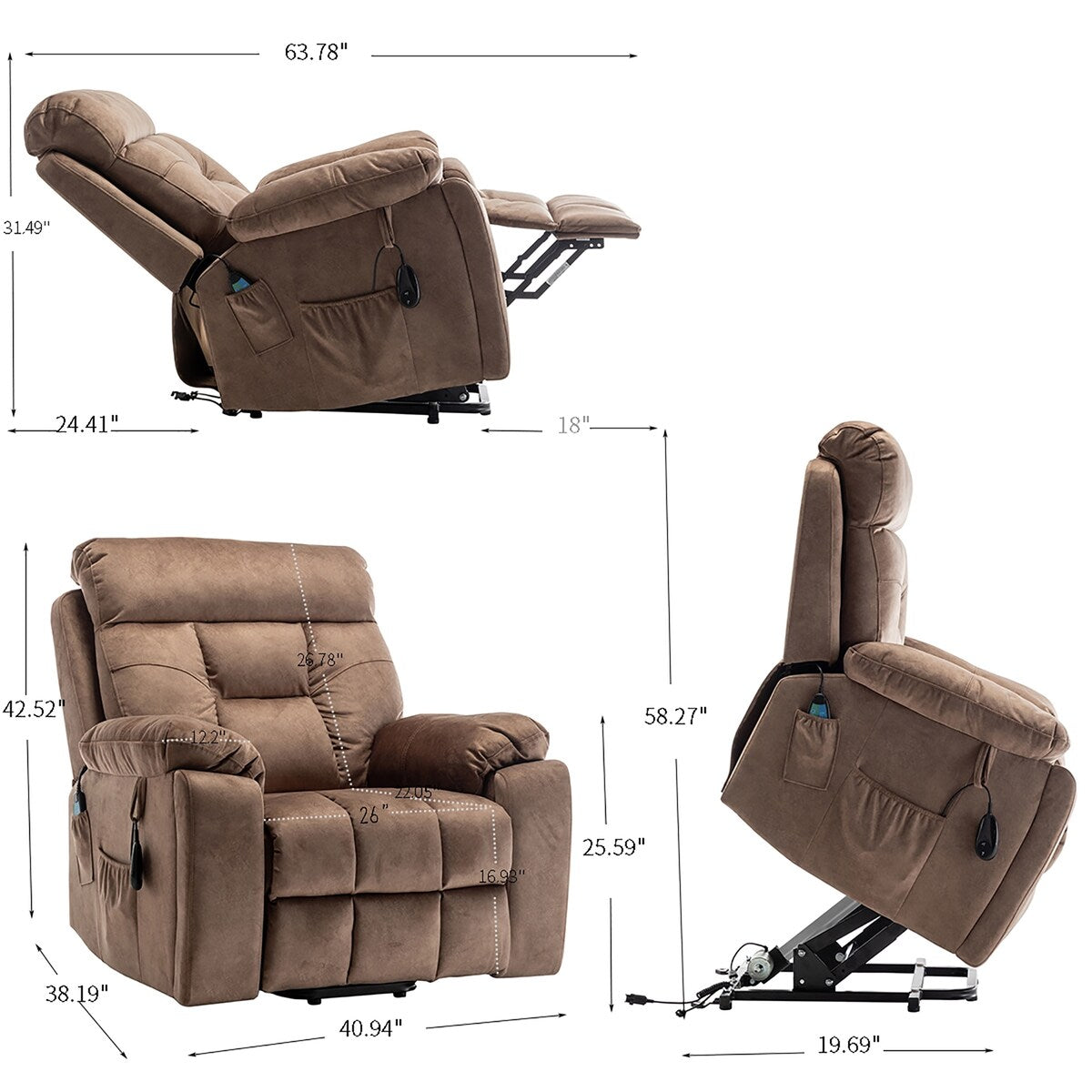 Electric Lift Chair Recliner with Massage Heating