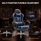 Ergonomic PU Leather 360° Swivel Gaming Recliner with Footrest, Headrest, Lumbar Support, Adjustable Height