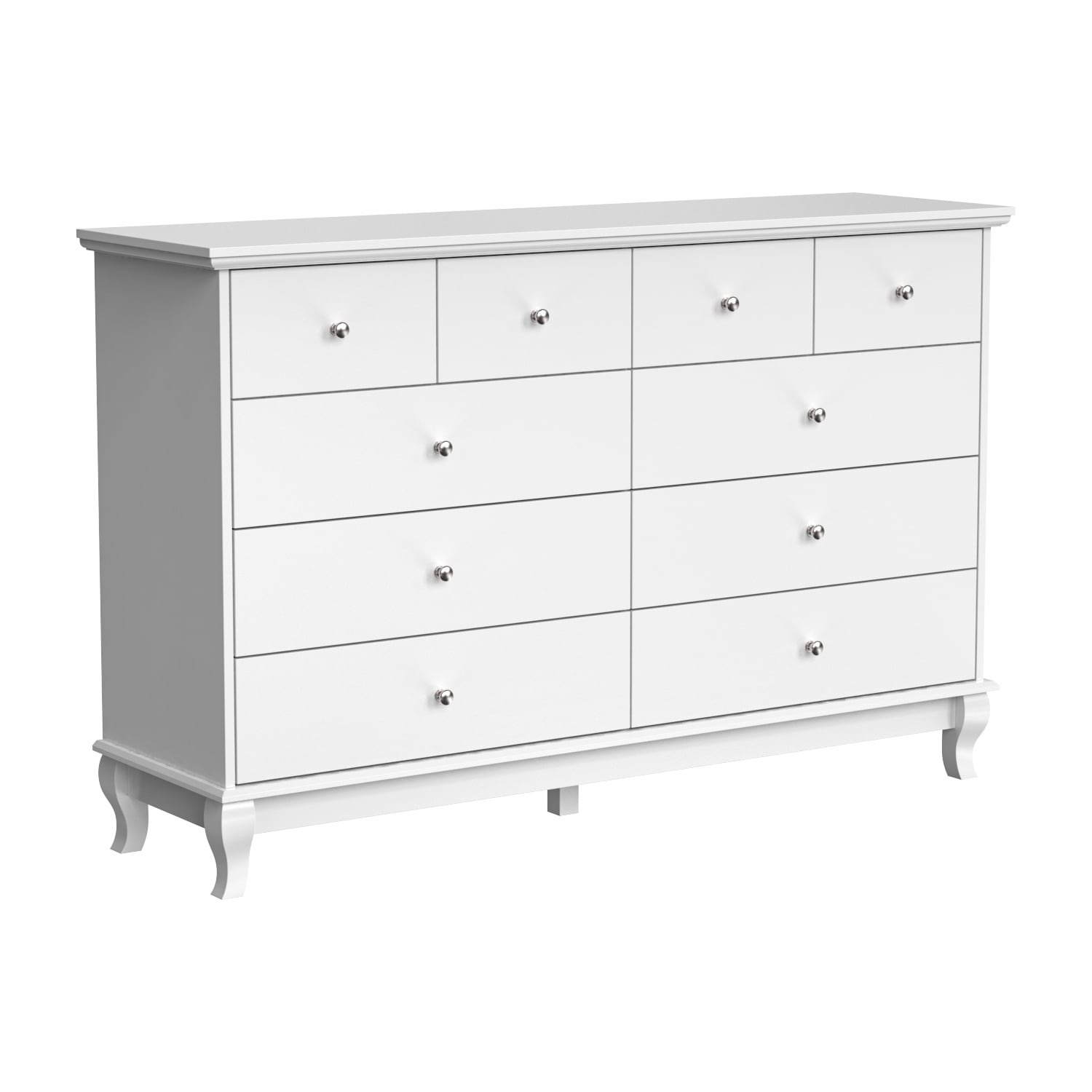 10 Drawer Double Dresser for Bedroom White Dresser Wide Storage