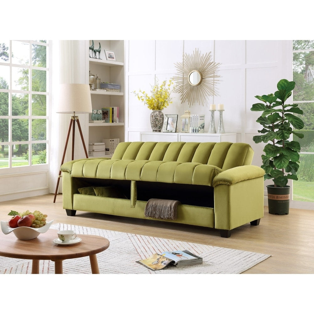 Fabric Upholstered Channel Back Living Room Convertible Sofabed
