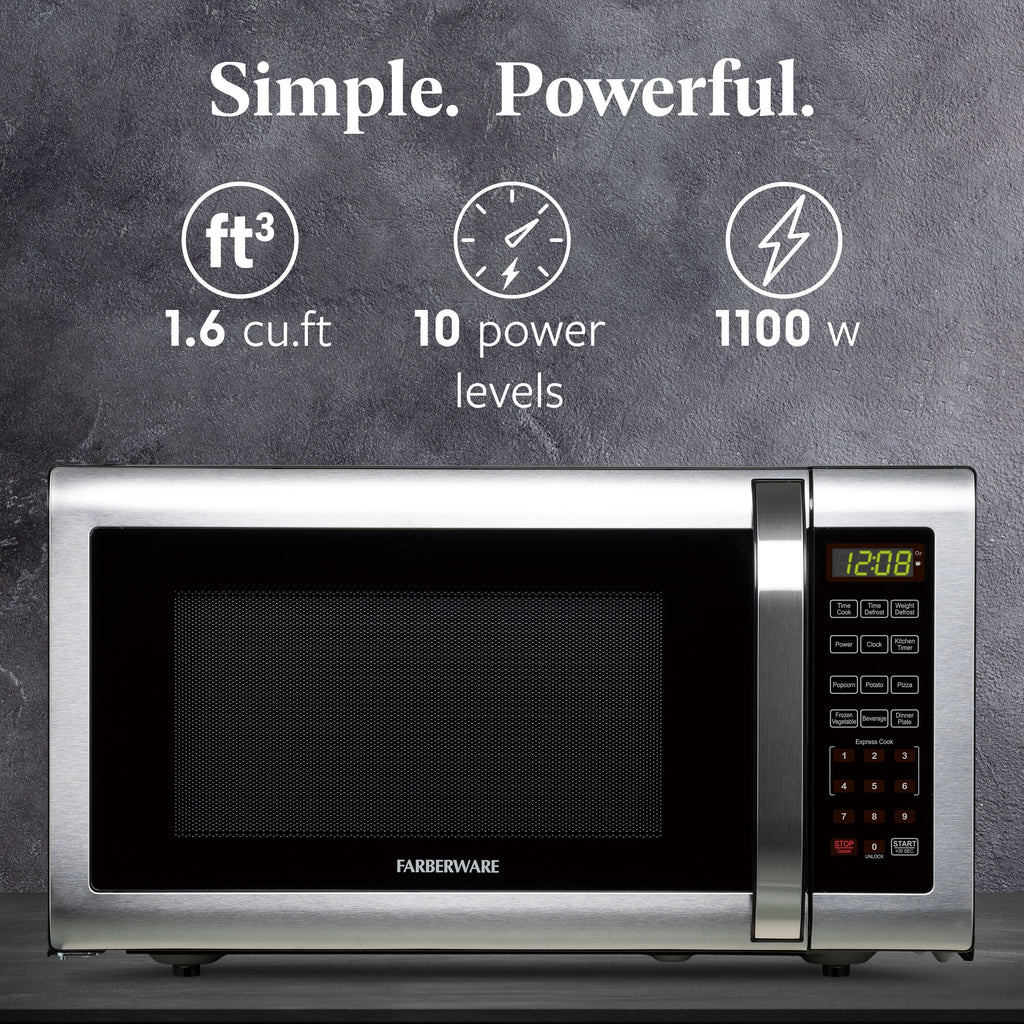 Farberware 1.6 Cu. Ft. Microwave Oven, Brushed Stainless Steel