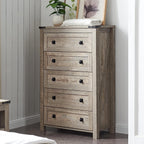 48 Tall Farmhouse 5 Drawer Wood Dresser, Chest of Drawers for Bedroom