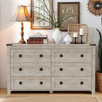 Farmhouse 6 Drawer Dresser, Wood TV Stand, Chest of Drawers