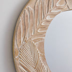 Farmhouse Carved Wood Round Wall Mirror - 28 x 28