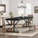 Farmhouse Dining Table for 6 People, 70.8-Inch Rectangular Wood Kitchen Table