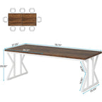 Farmhouse Dining Table for 6 People, 70.8-Inch Rectangular Wood Kitchen Table