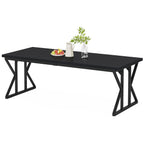 Farmhouse Dining Table for 6 People, 70.8-Inch Rectangular Wood Kitchen Table