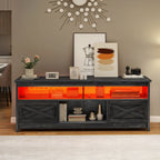 Farmhouse TV Stand for up to 65 TV with Doors and Open Shelves Media Console Power Outlet