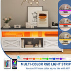 Farmhouse TV Stand for up to 65 TV with Doors and Open Shelves Media Console Power Outlet