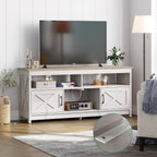 Farmhouse TV Stand for up to 65 TV with Doors and Open Shelves Media Console Power Outlet