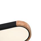 Farmhouse Wood Long Oval Dimmable LED Flush Mount - 37 3000k/6000k