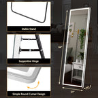 Floor Mirror with LED Light, 64 x 21 Full Length Mirror with Stand, Hanging Mirror Wall Mounted Mirror Full Body Mirror
