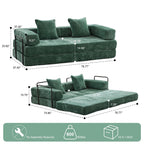 Floor Sofa Bed Convertible with Pillow Back Chenille Fabric for Living Room Bedroom