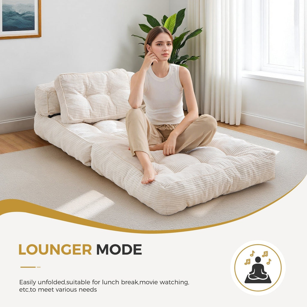 Foldable Sofa Bed,L-Shaped Floor Sofa Couch