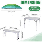 Folding Picnic Table and Umbrella Camping Table for Backyard Outdoor Patio Lawn Party - White With Umbrella