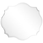 Frameless Beveled Oblong Elegant Scalloped Wall Mirror