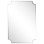 Frameless Rectangle Scalloped Beveled Wall Mirror, Bathroom, Vanity, Bedroom Mirror,1-beveled Edge - Clear