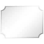 Frameless Rectangle Scalloped Beveled Wall Mirror, Bathroom, Vanity, Bedroom Mirror,1-beveled Edge - Clear