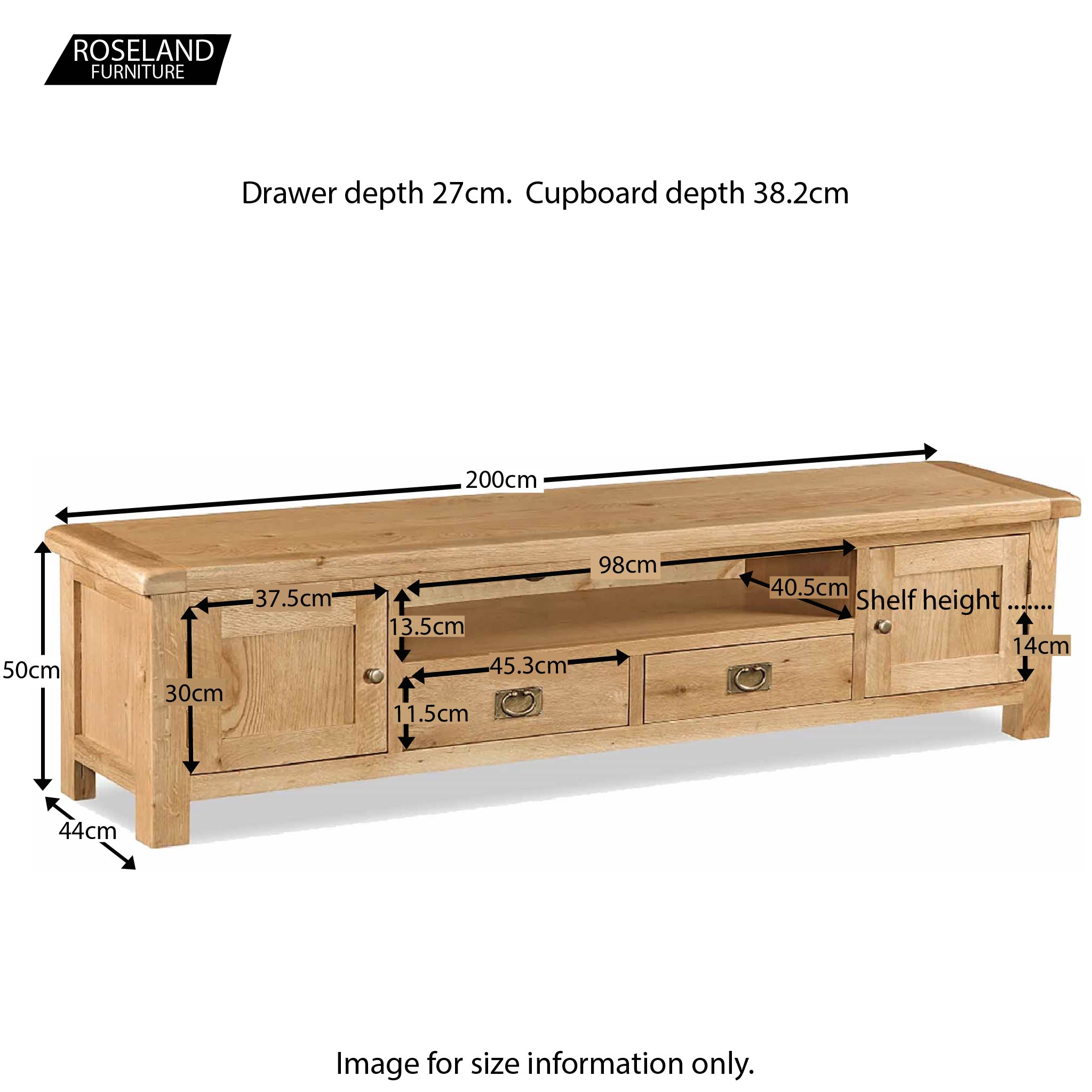 Meuble TV extra large Zelah Oak 200 cm