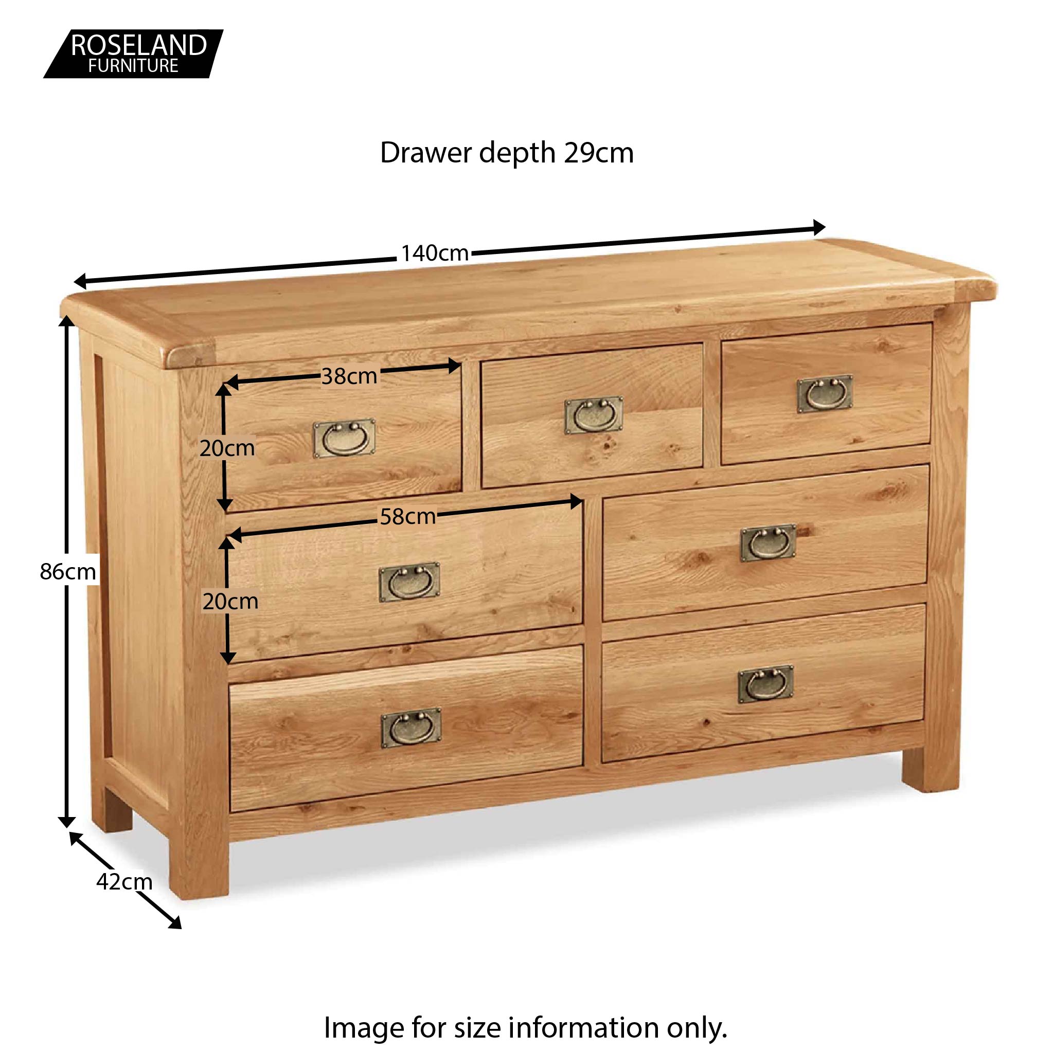 Commode Zelah Oak 3 tiroirs sur 4