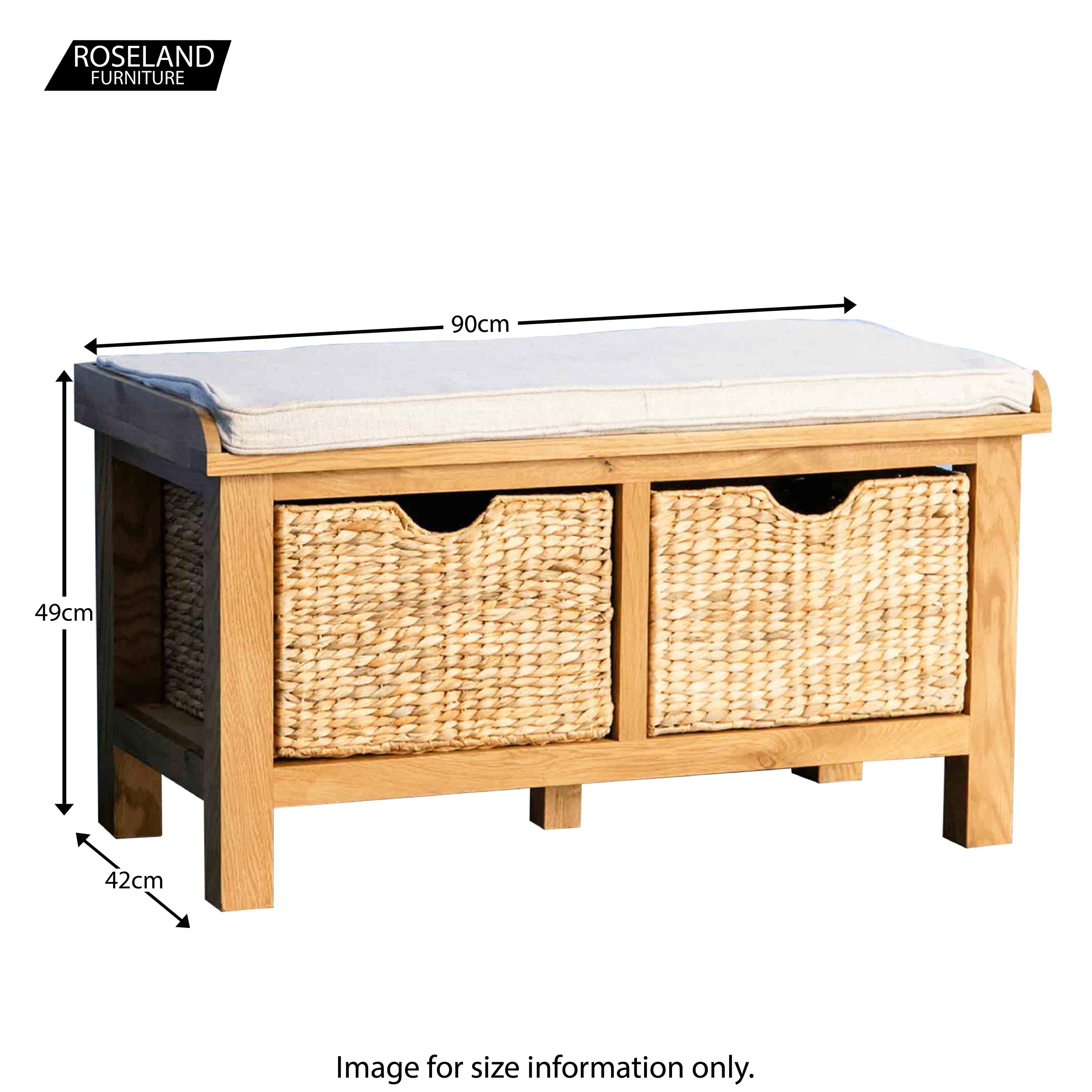 Banc d'entrée en chêne de Surrey avec paniers