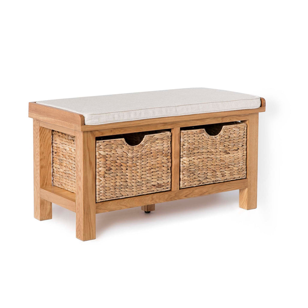 Banc d'entrée en chêne de Surrey avec paniers