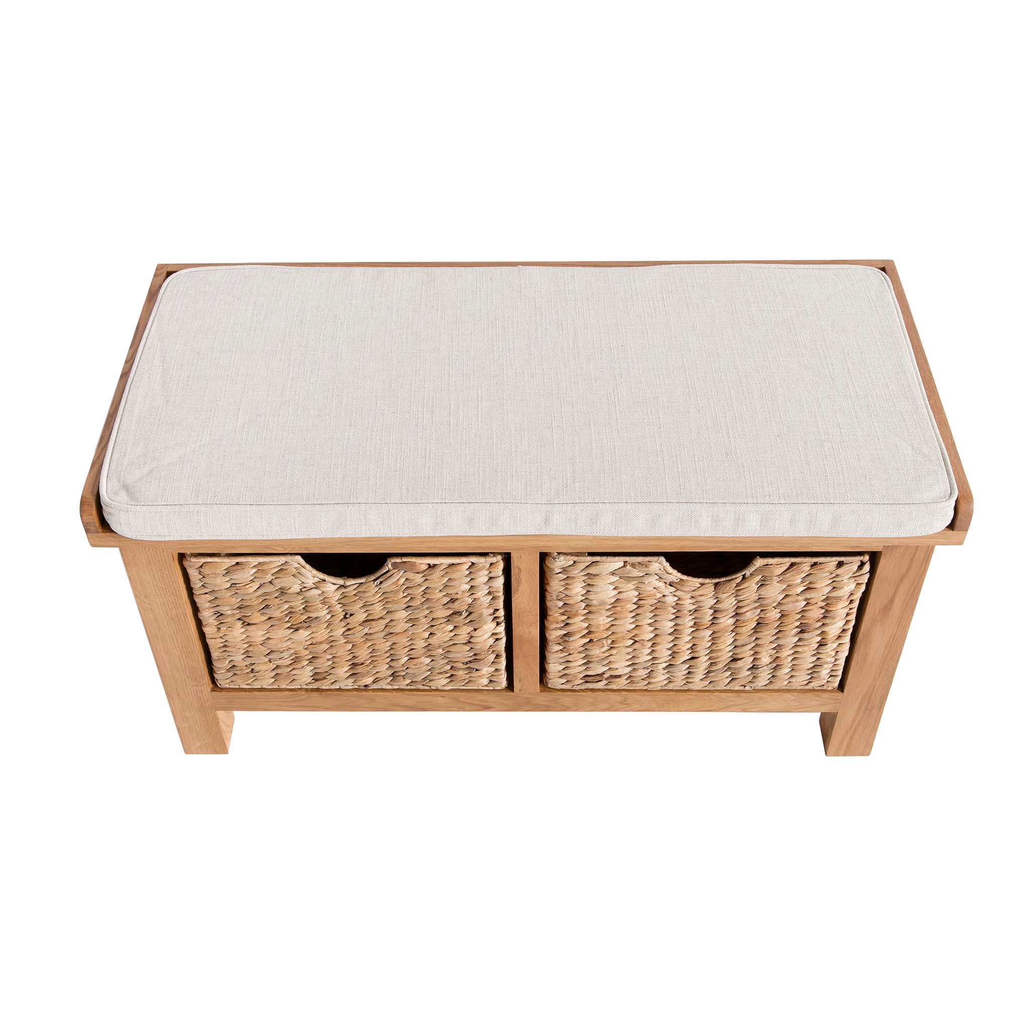 Banc d'entrée en chêne de Surrey avec paniers