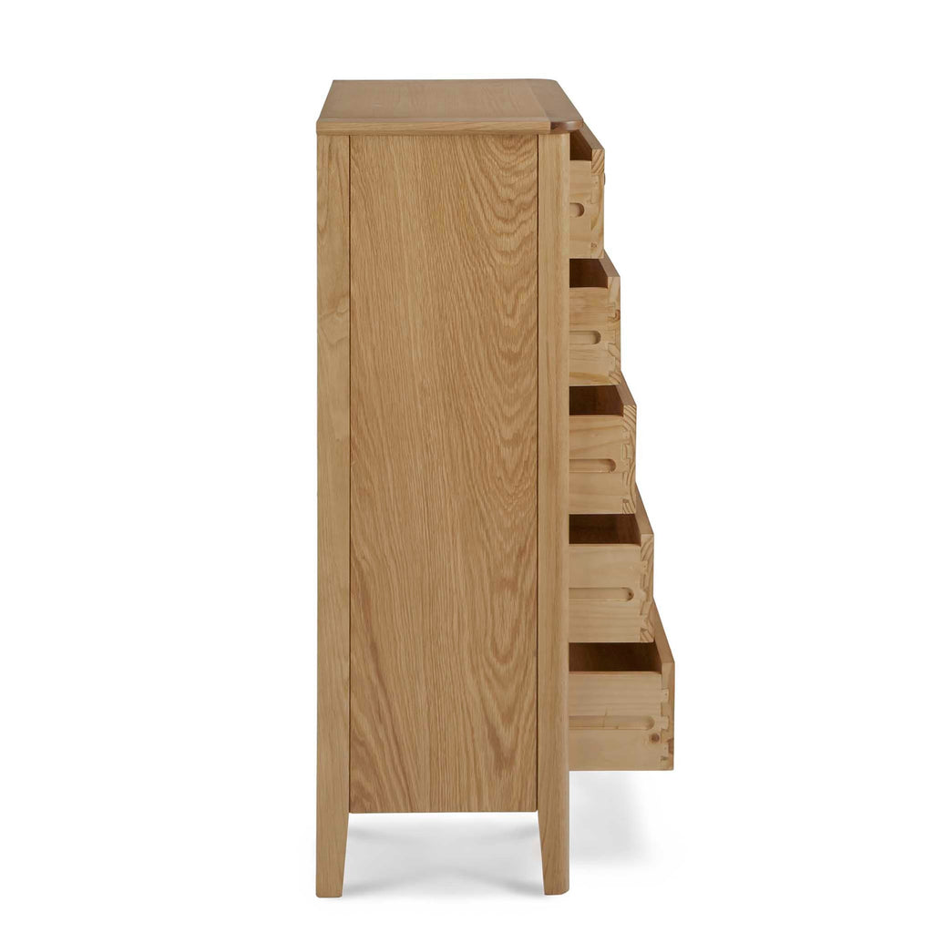 Commode haute Alba Oak à 5 tiroirs