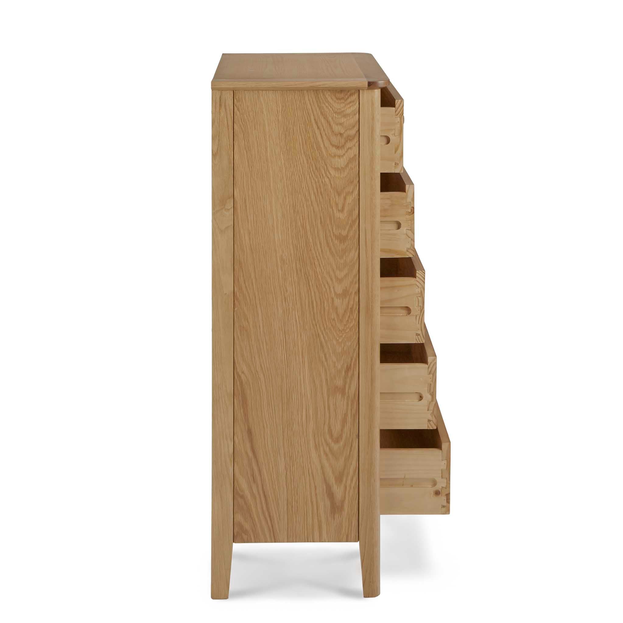 Commode haute Alba Oak à 5 tiroirs