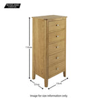 Commode haute Alba Oak à 5 tiroirs