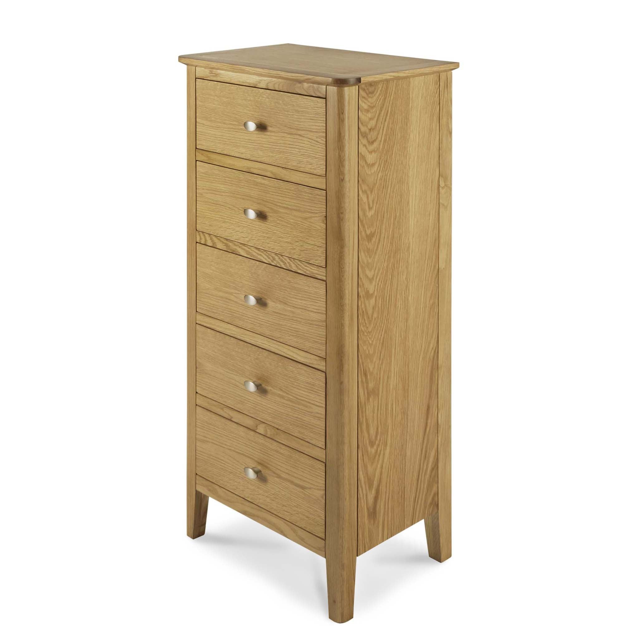 Commode haute Alba Oak à 5 tiroirs