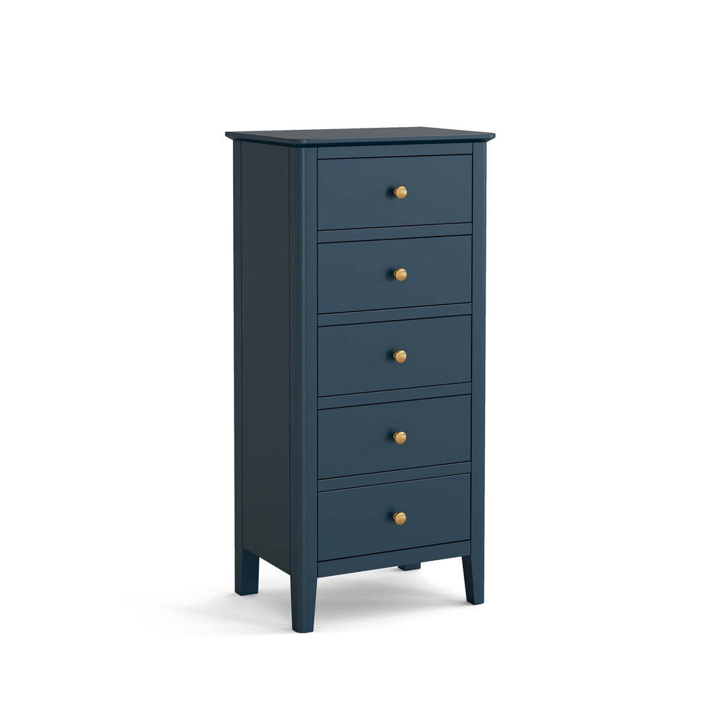 Commode haute Stirling Blue à 5 tiroirs