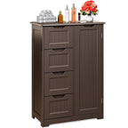 Bathroom Floor Storage Cabinet, Free-Standing Floor Storage Cabinet with 4 Draws and Adjustable Shelf