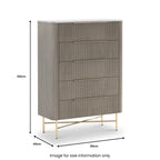 Commode à cinq tiroirs cannelée Amélie Grey