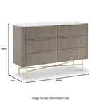 Commode à six tiroirs cannelée Amélie Grey